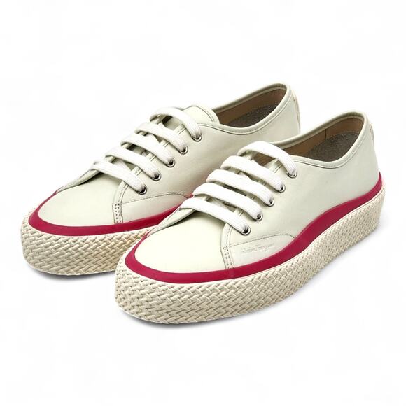 Salvatore Ferragamo Shoes - Salvatore Ferragamo Storm Women's Leather Sneakers White Red EU 38 US 8 NWB $600